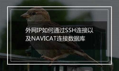外网IP如何通过SSH连接以及NAVICAT连接数据库