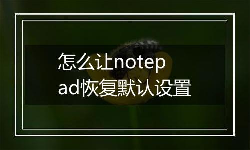 怎么让notepad恢复默认设置
