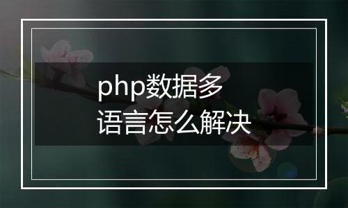 php数据多语言怎么解决