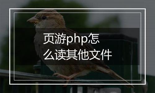 页游php怎么读其他文件