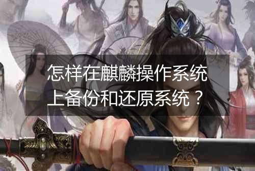 怎样在麒麟操作系统上备份和还原系统?