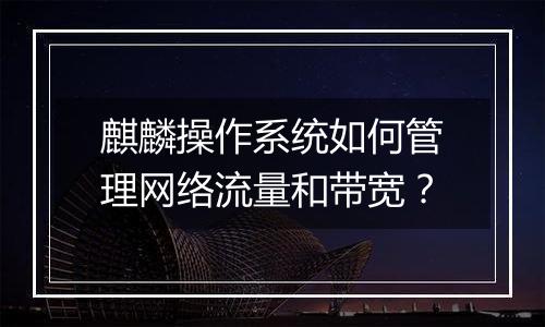 麒麟操作系统如何管理网络流量和带宽?