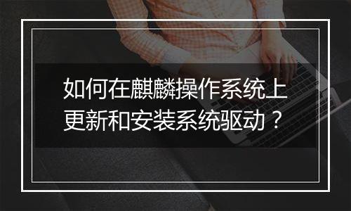 如何在麒麟操作系统上更新和安装系统驱动?