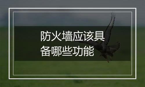 防火墙应该具备哪些功能