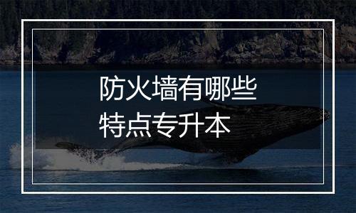 防火墙有哪些特点专升本