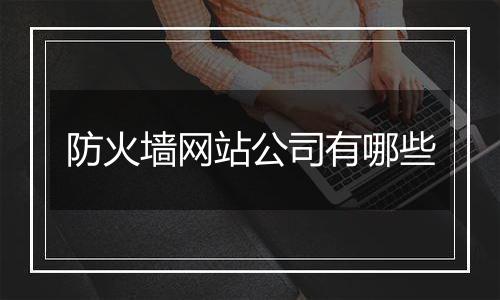 防火墙网站公司有哪些