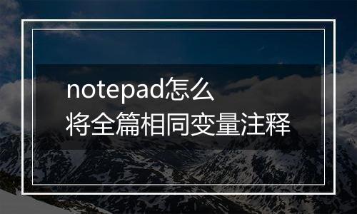 notepad怎么将全篇相同变量注释