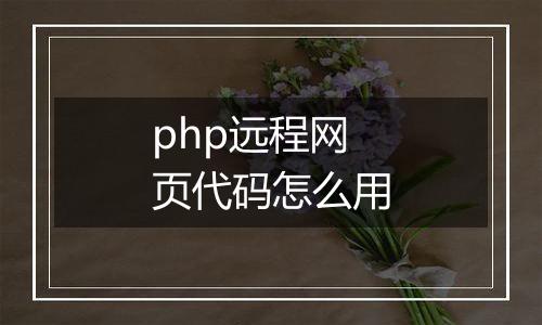 php远程网页代码怎么用