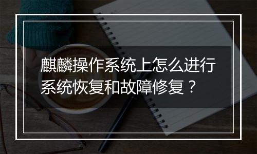 麒麟操作系统上怎么进行系统恢复和故障修复？