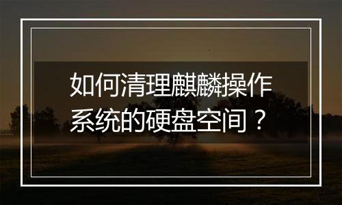 如何清理麒麟操作系统的硬盘空间?