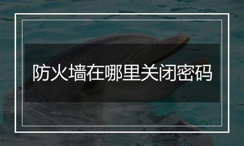 防火墙在哪里关闭密码