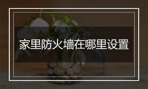 家里防火墙在哪里设置