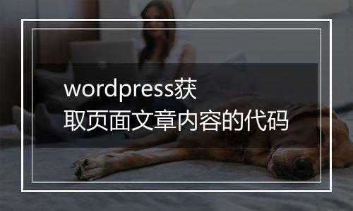 wordpress获取页面文章内容的代码