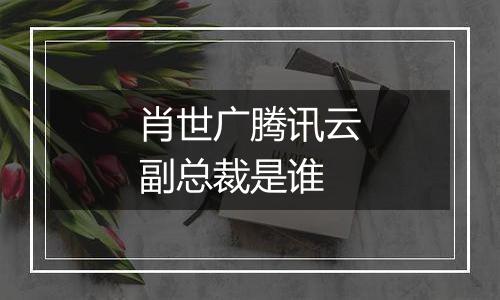 肖世广腾讯云副总裁是谁