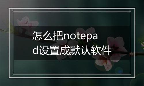 怎么把notepad设置成默认软件