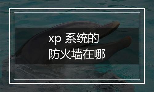 xp 系统的防火墙在哪