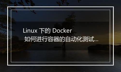 Linux 下的 Docker 如何进行容器的自动化测试和监控？