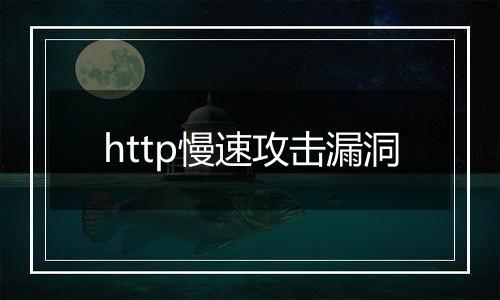 http慢速攻击漏洞