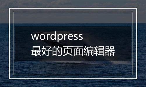 wordpress最好的页面编辑器