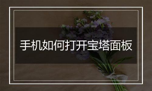 手机如何打开宝塔面板