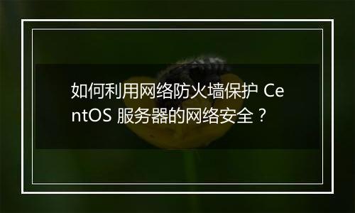如何利用网络防火墙保护 CentOS 服务器的网络安全?