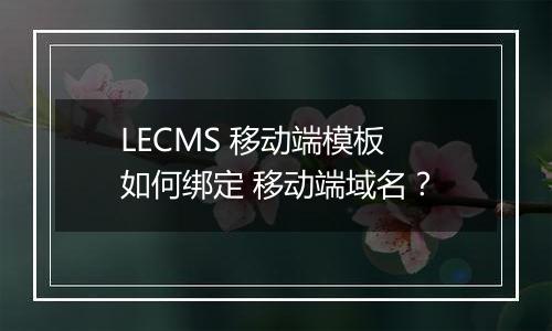 LECMS 移动端模板 如何绑定 移动端域名?