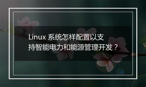Linux 系统怎样配置以支持智能电力和能源管理开发?