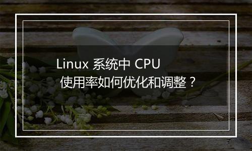 Linux 系统中 CPU 使用率如何优化和调整?