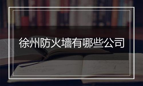 徐州防火墙有哪些公司