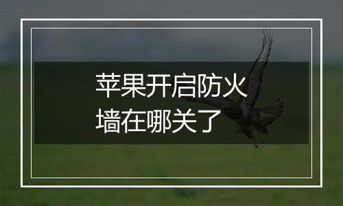 苹果开启防火墙在哪关了