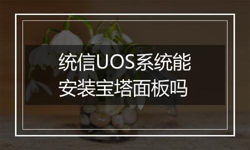 统信UOS系统能安装宝塔面板吗