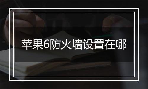 苹果6防火墙设置在哪