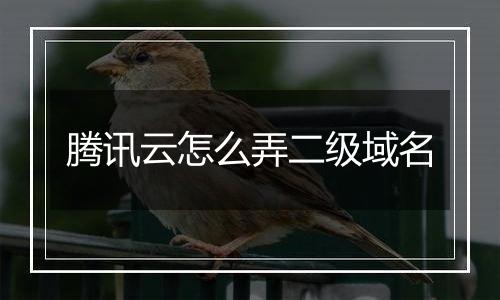 腾讯云怎么弄二级域名