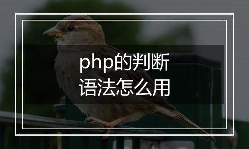 php的判断语法怎么用