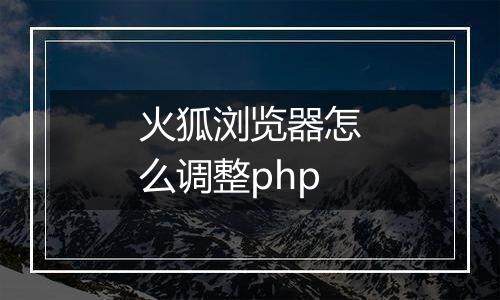 火狐浏览器怎么调整php