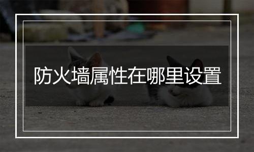防火墙属性在哪里设置