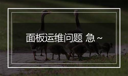 面板运维问题 急～