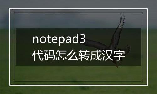notepad3代码怎么转成汉字