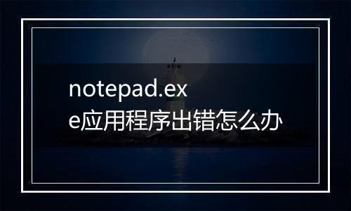 notepad.exe应用程序出错怎么办