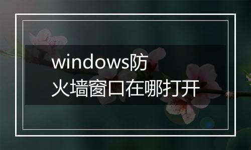 windows防火墙窗口在哪打开