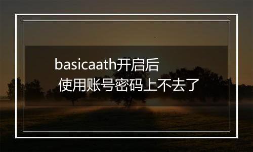 basicaath开启后 使用账号密码上不去了