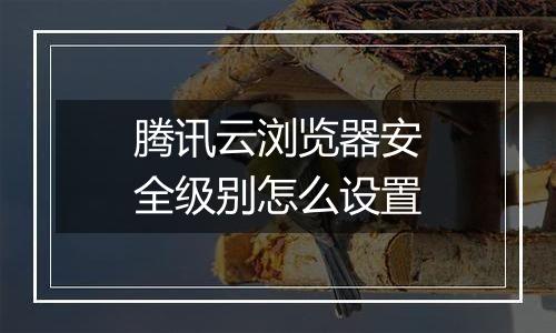 腾讯云浏览器安全级别怎么设置