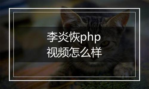 李炎恢php视频怎么样