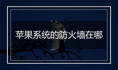 苹果系统的防火墙在哪
