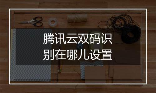 腾讯云双码识别在哪儿设置