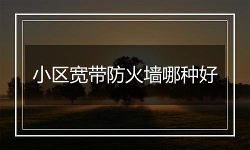 小区宽带防火墙哪种好