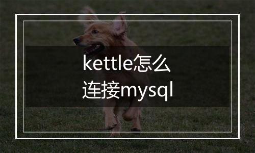 kettle怎么连接mysql