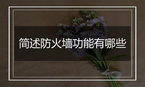 简述防火墙功能有哪些