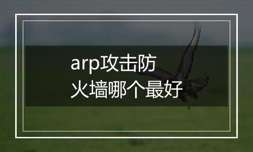 arp攻击防火墙哪个最好
