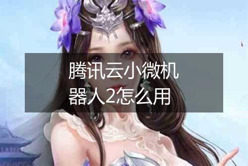 腾讯云小微机器人2怎么用